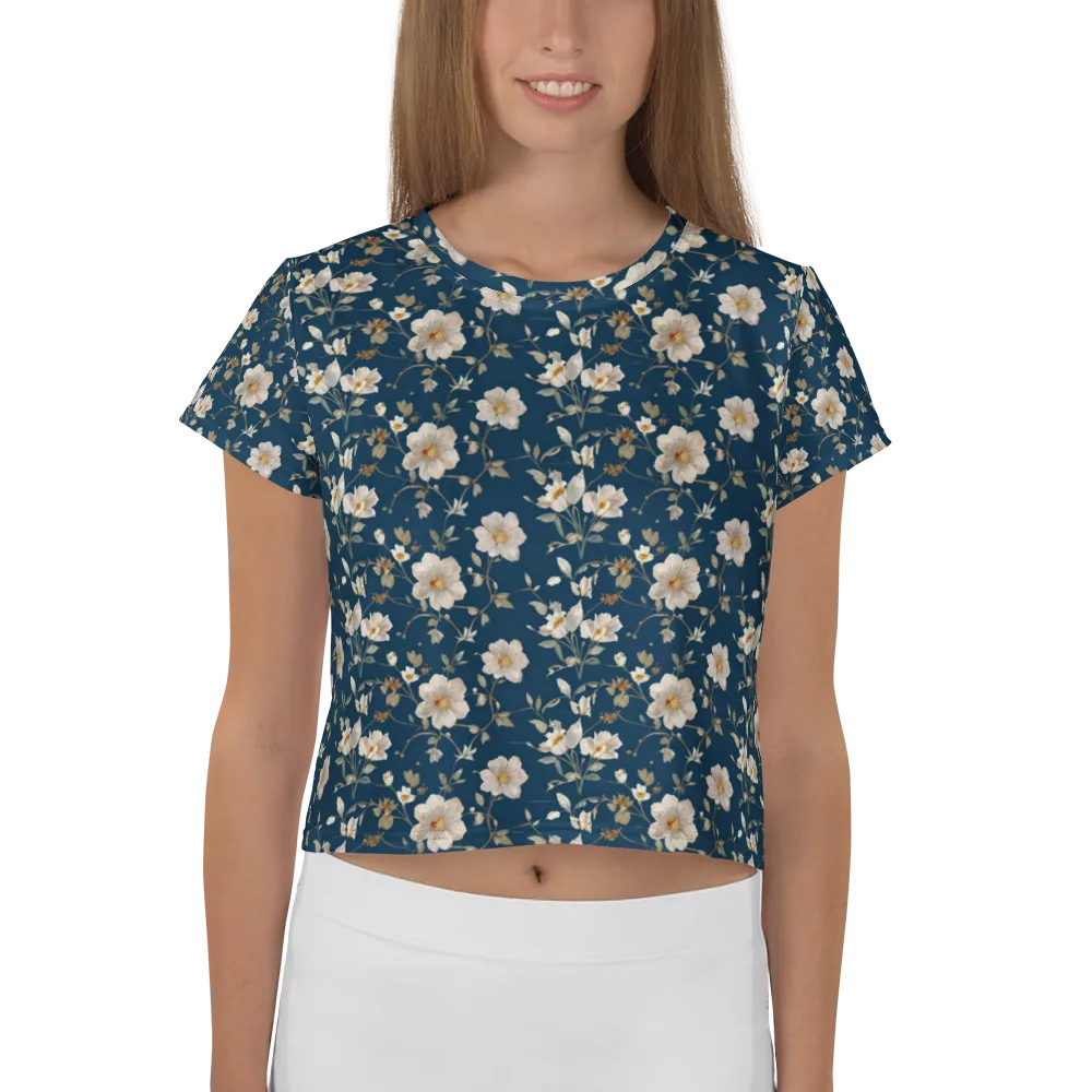 Navy Garden Reverie on Crop Tee — Front
