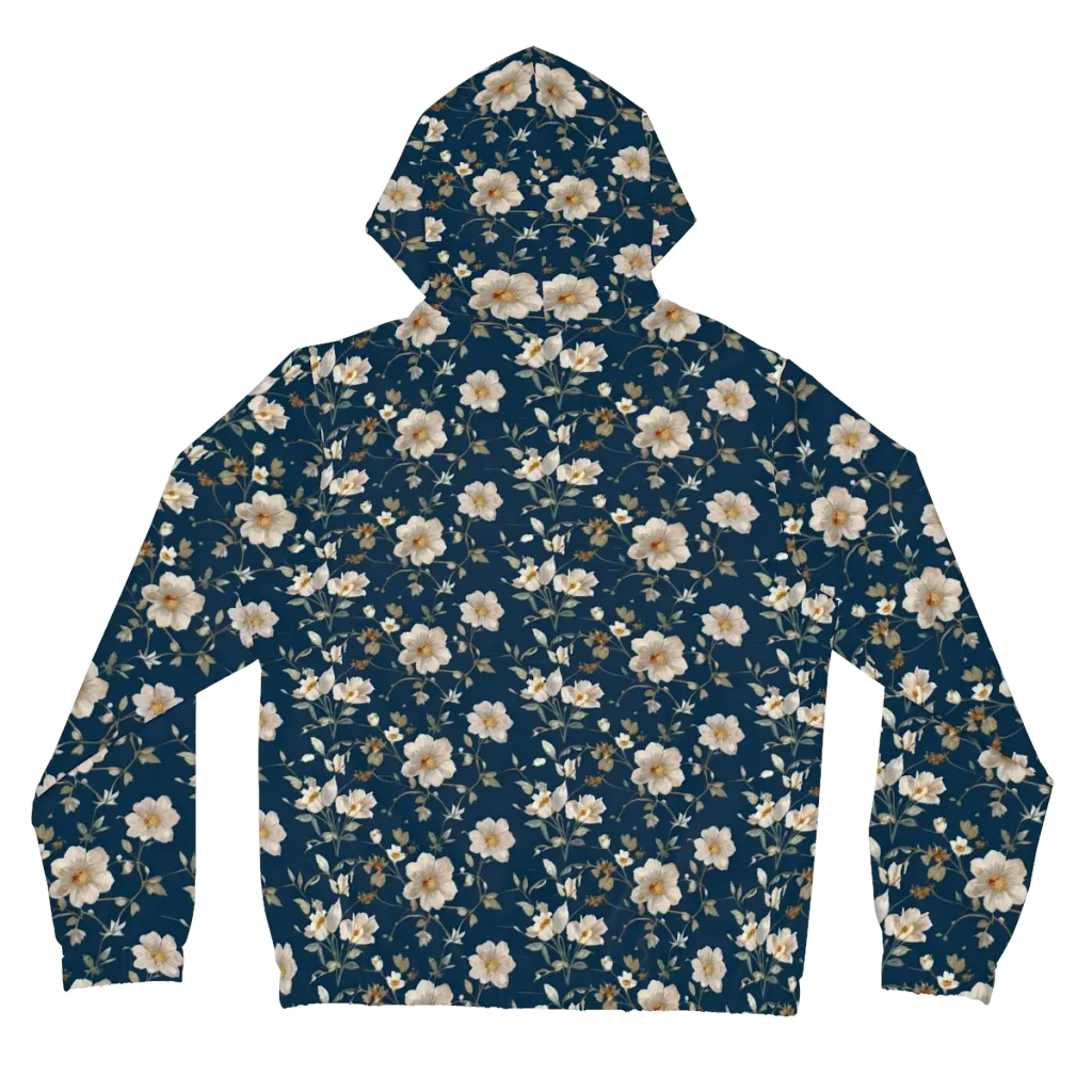 Navy Garden Reverie on Women's Full-Zip Hoodie — Back