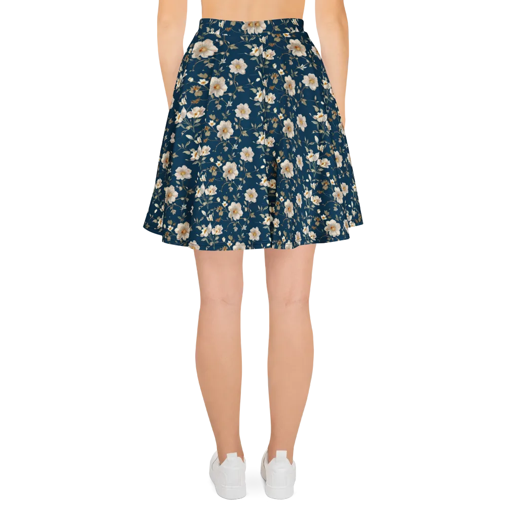 Navy Garden Reverie on Skater Skirt — Back