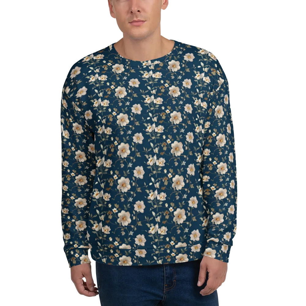 Navy Garden Reverie on Sweatshirt — Front