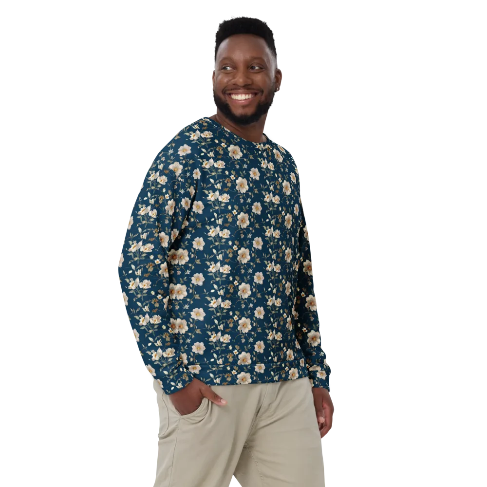 Navy Garden Reverie on Sweatshirt — Front