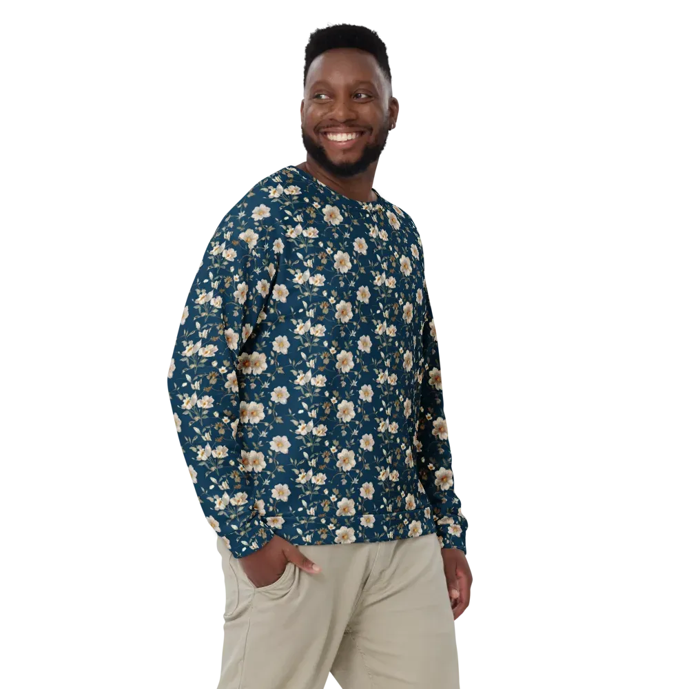 Navy Garden Reverie on Sweatshirt — Front