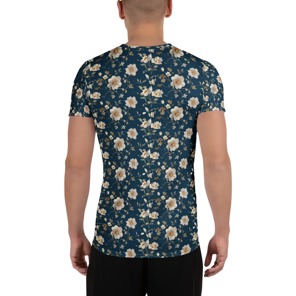 Navy Garden Reverie on Men's Athletic T-Shirt — Back