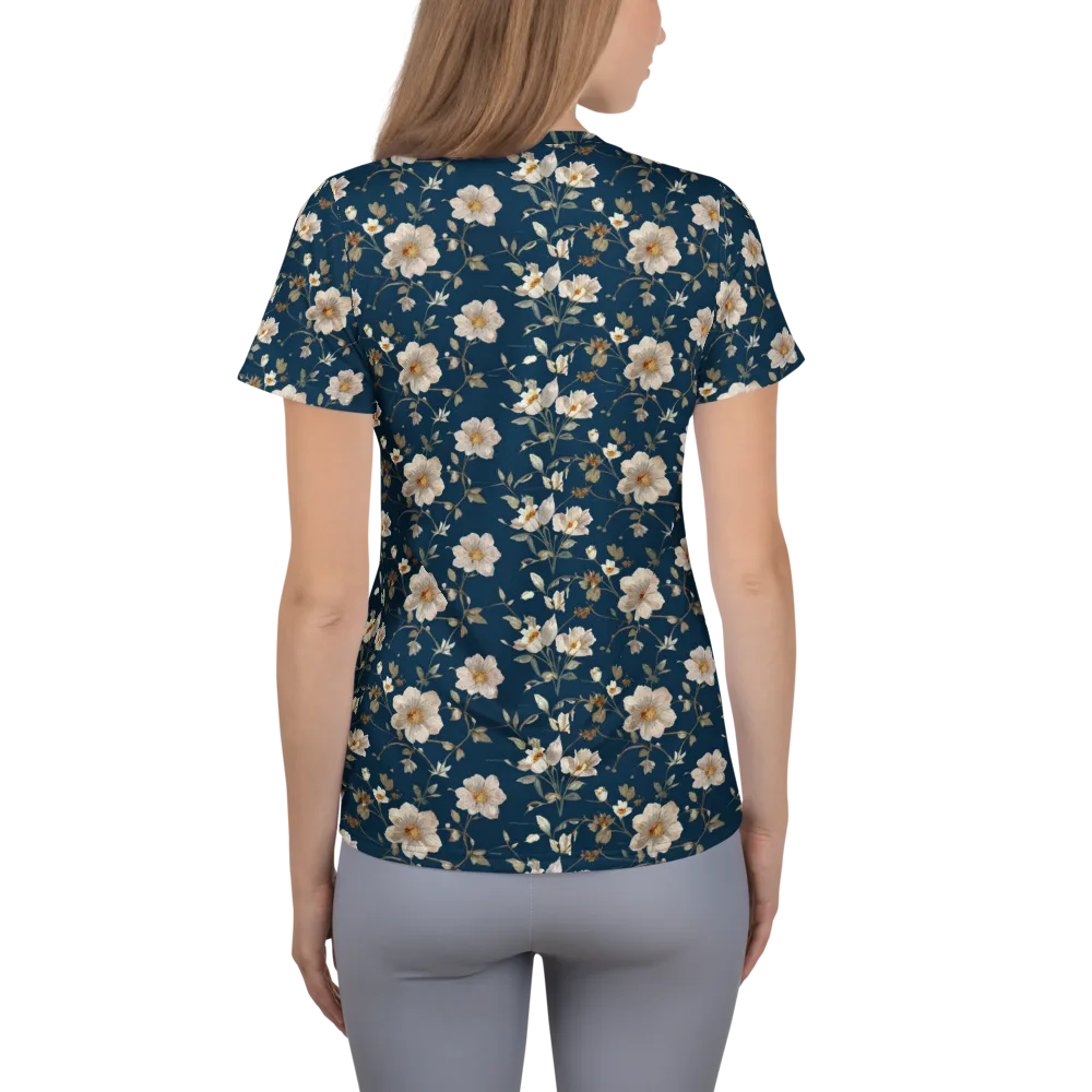 Navy Garden Reverie on Women's Athletic T-Shirt — Back