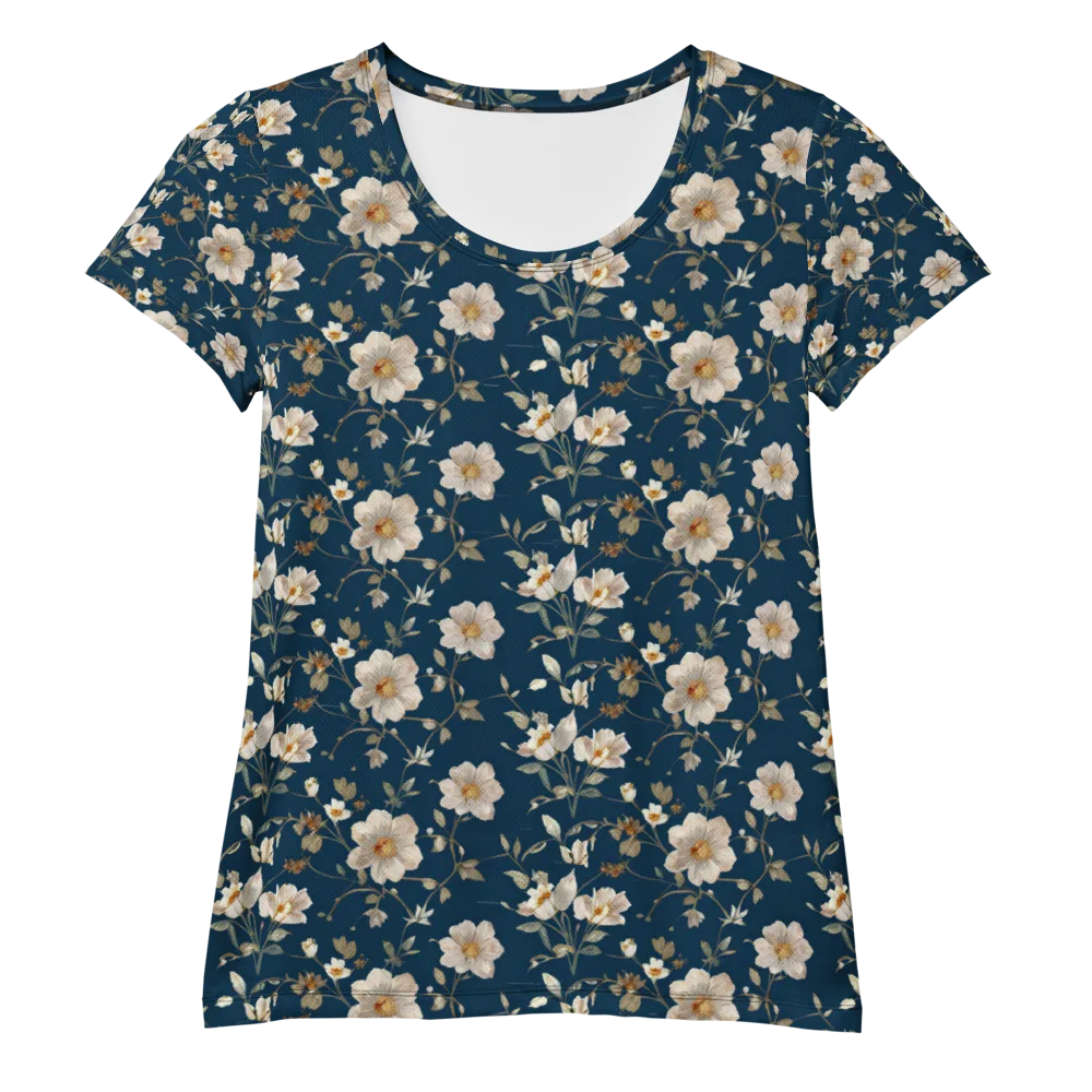 Navy Garden Reverie on Women's Athletic T-Shirt — Front