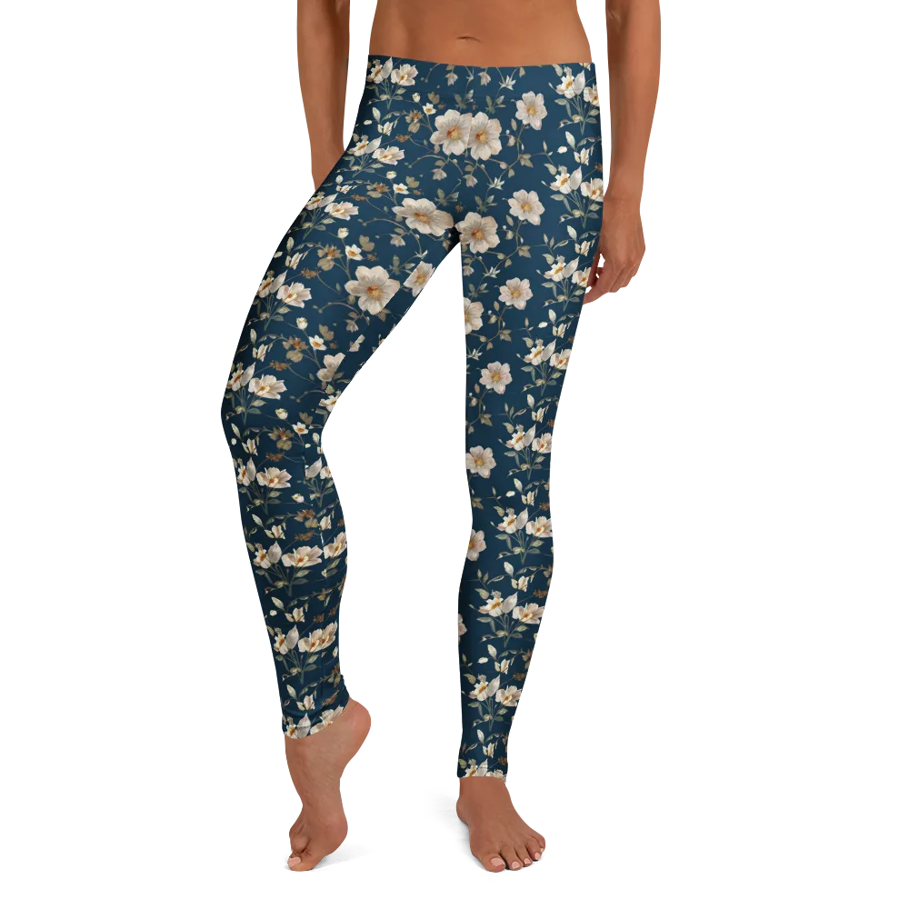 Navy Garden Reverie on Leggings — Front