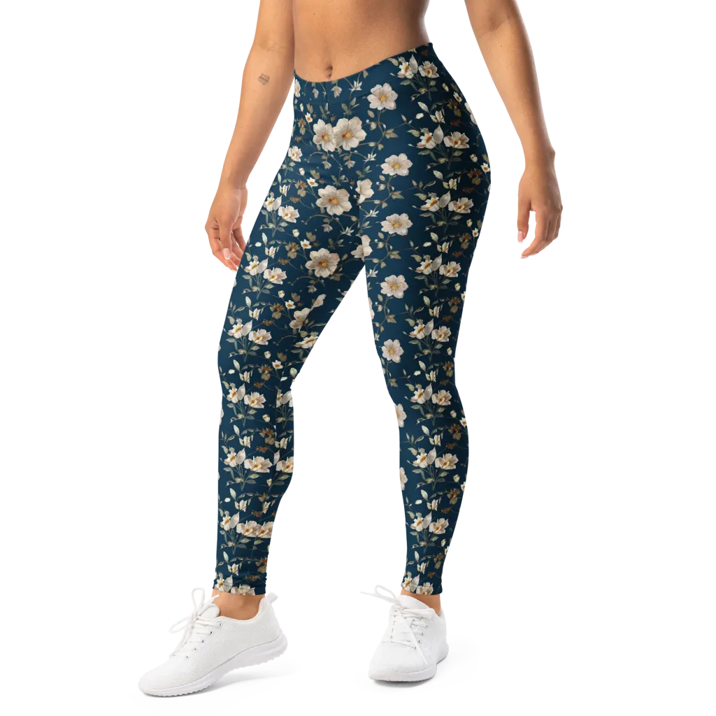 Navy Garden Reverie on Leggings — Left Front