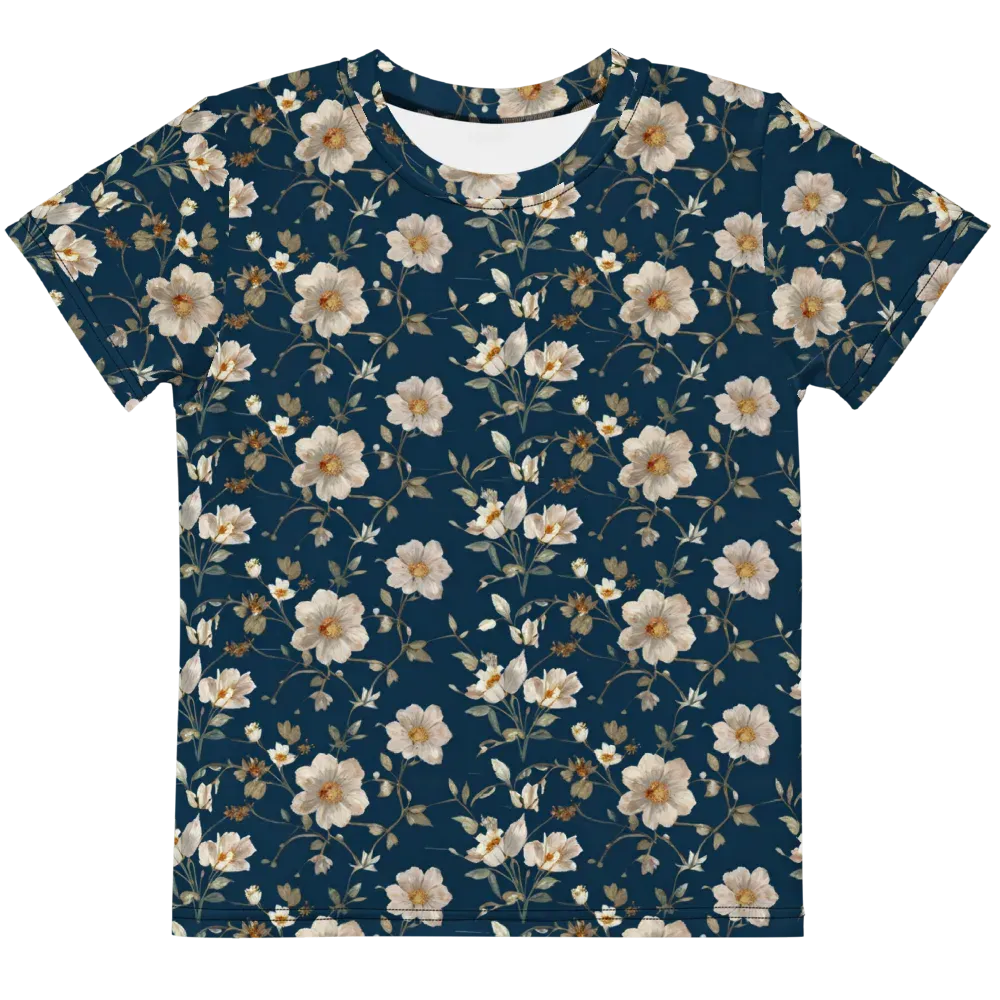 Navy Garden Reverie on Kids Crew Neck T-Shirt — Front