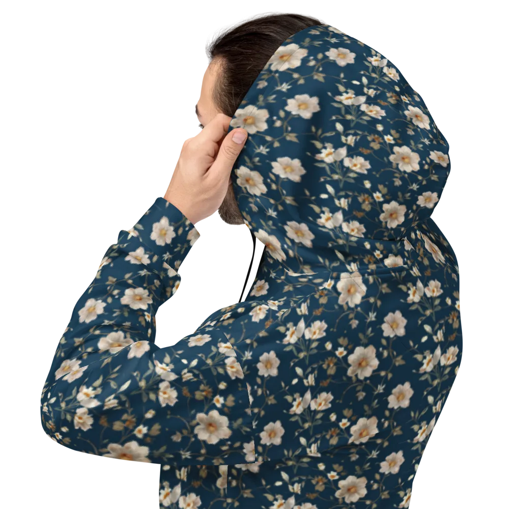 Navy Garden Reverie on Hoodie — Back