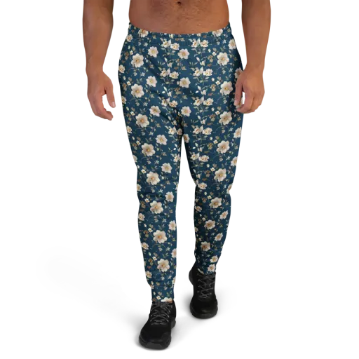 Navy Garden Reverie on a Men's Joggers