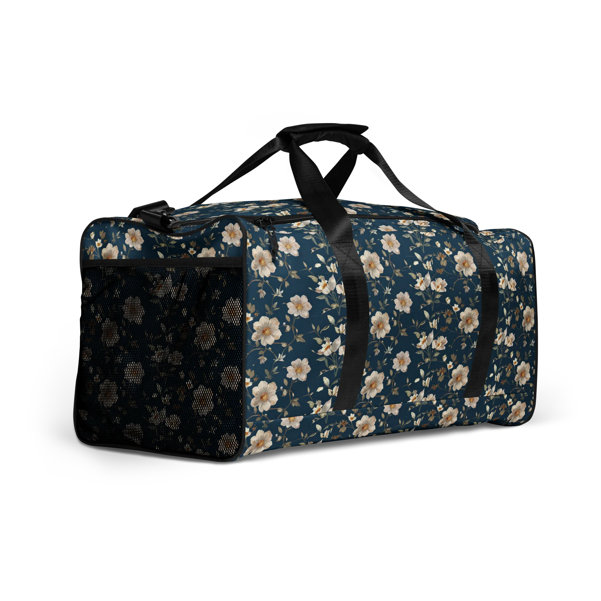Navy Garden Reverie on Duffle Bag — Right Front
