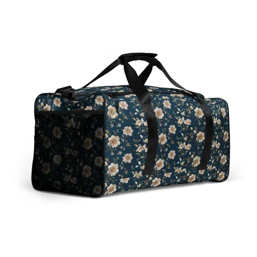Navy Garden Reverie on a Duffle Bag