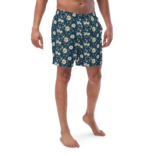 Navy Garden Reverie on a Swim Trunks
