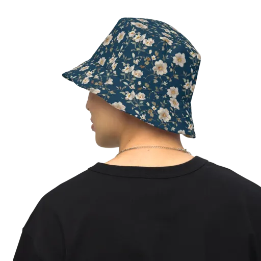 Navy Garden Reverie on a Reversible Bucket Hat