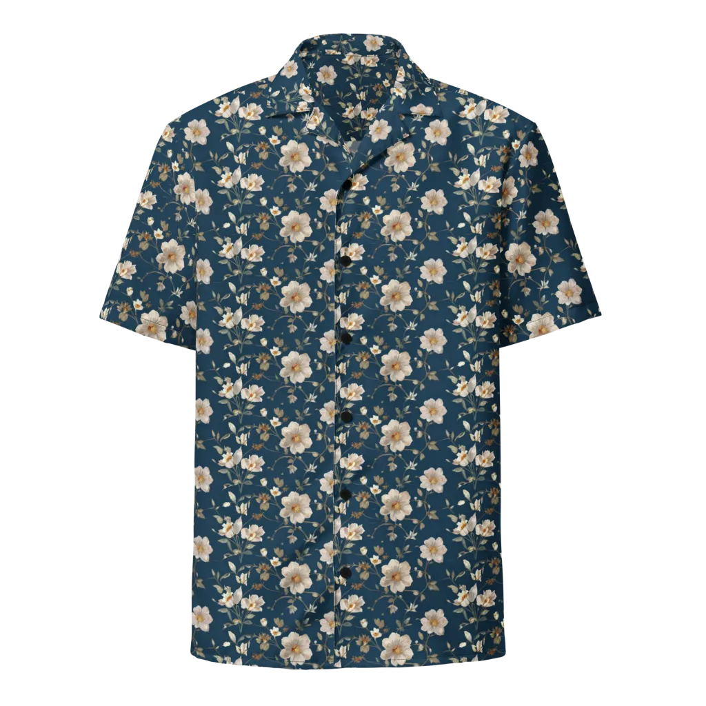 Navy Garden Reverie on Button Shirt — Front