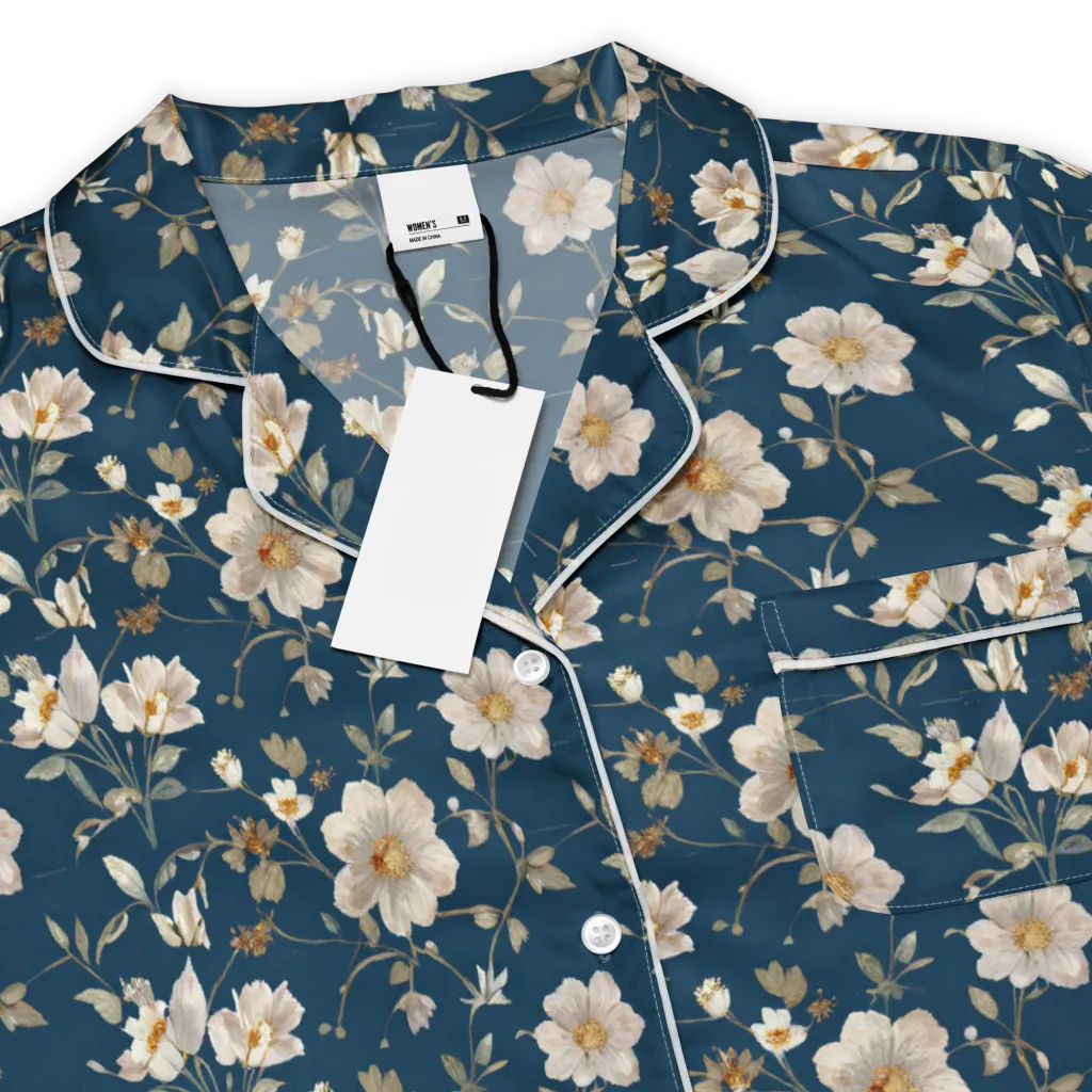 Navy Garden Reverie on Women's Short Sleeve Pajama Top — Product details