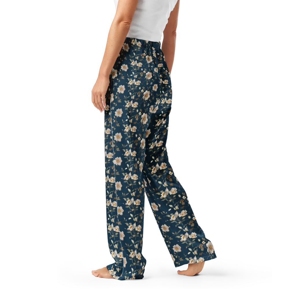Navy Garden Reverie on Women's Pajama Pants — Left