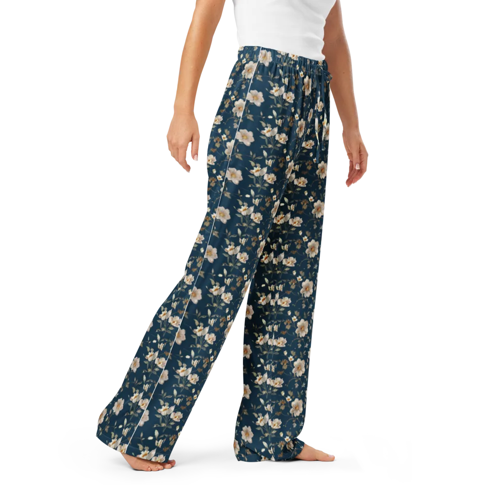 Navy Garden Reverie on Women's Pajama Pants — Right Front