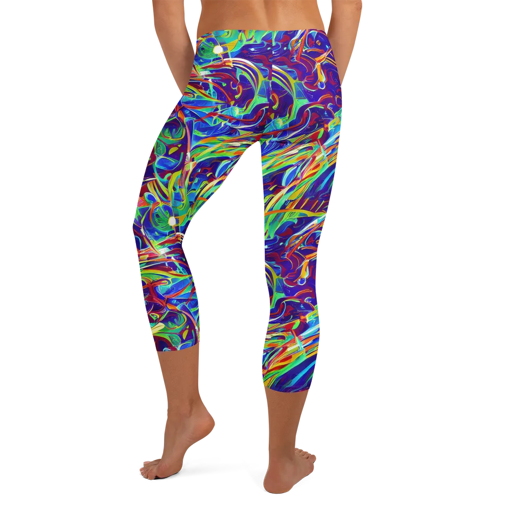 Limefire Currents on Capri Leggings — Back