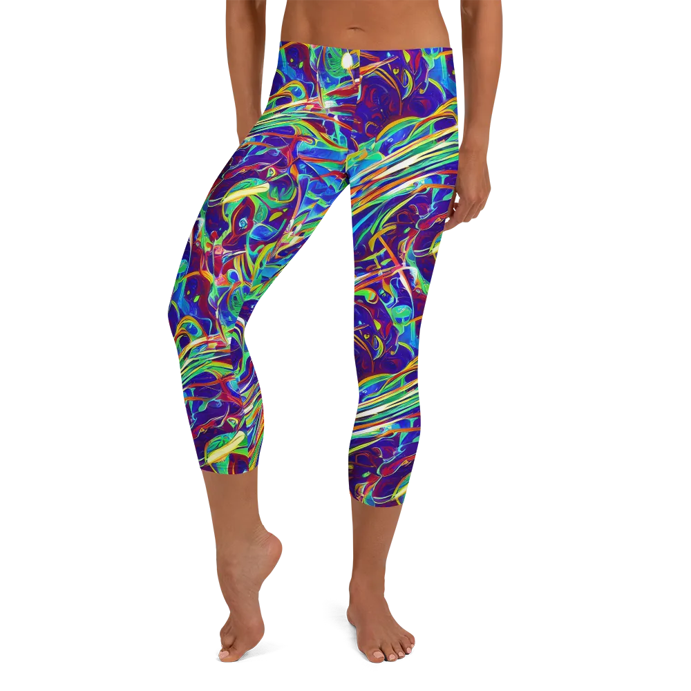 Limefire Currents on Capri Leggings — Front