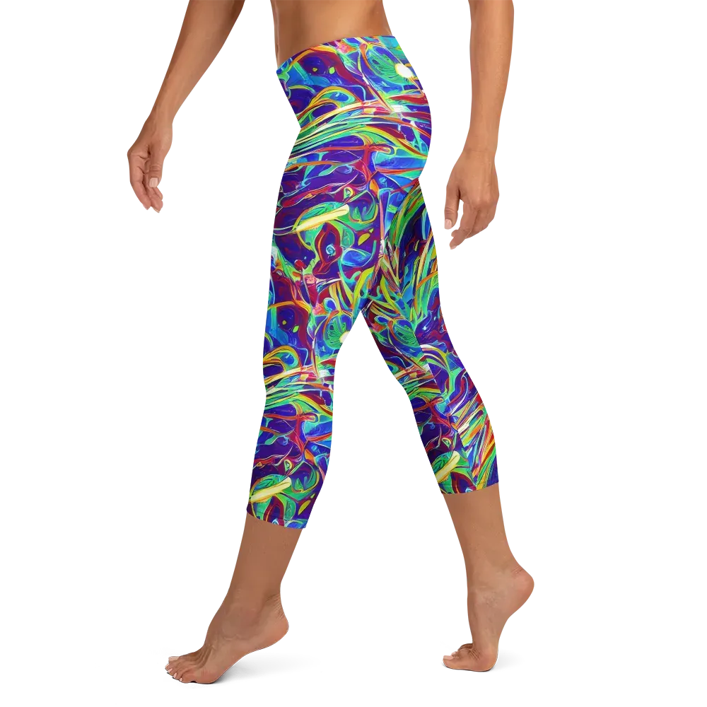 Limefire Currents on Capri Leggings — Left