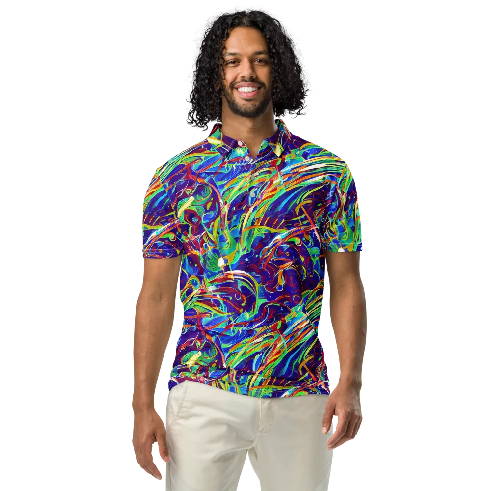 Limefire Currents on Men's Slim Fit Polo Shirt — Front