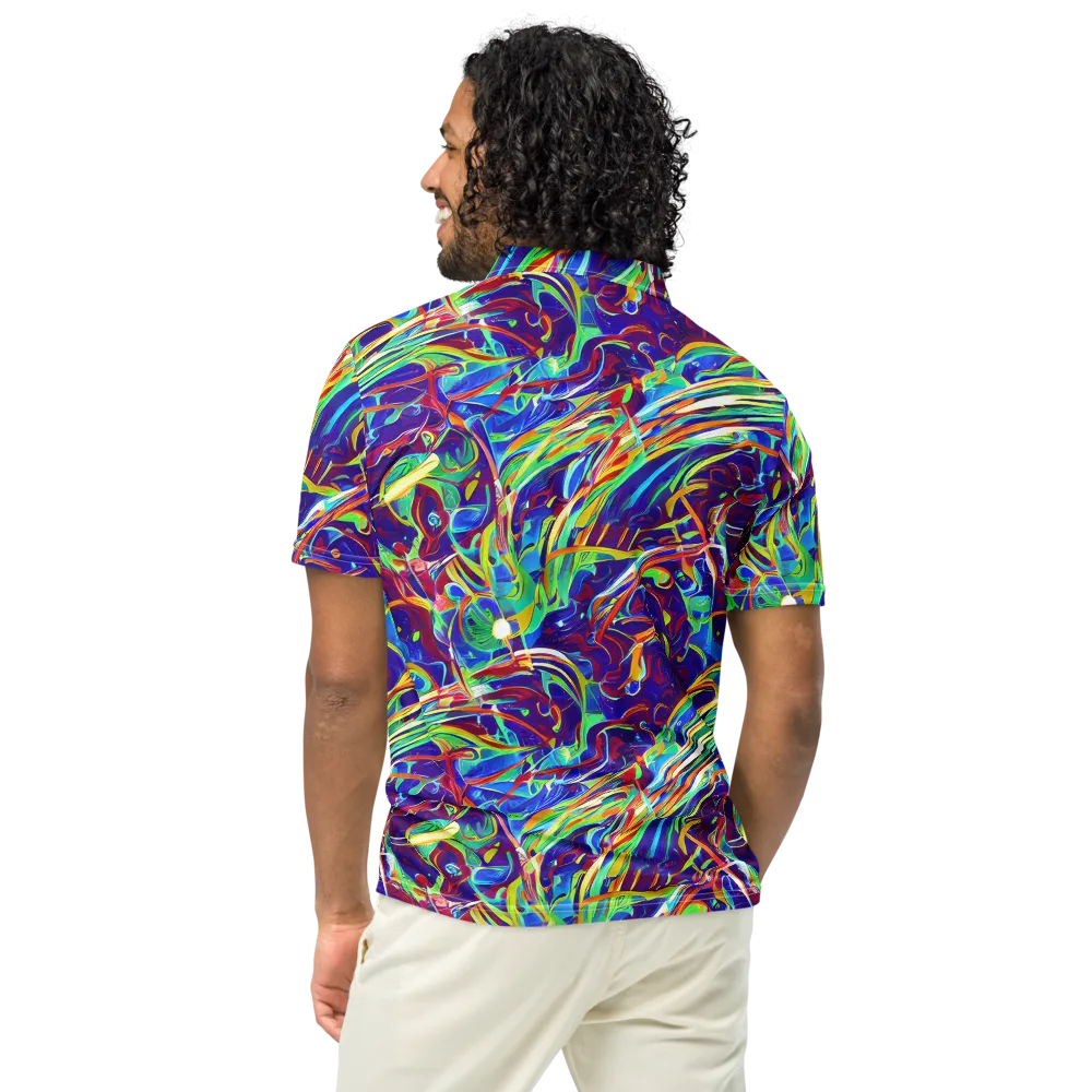 Limefire Currents on Men's Slim Fit Polo Shirt — Back
