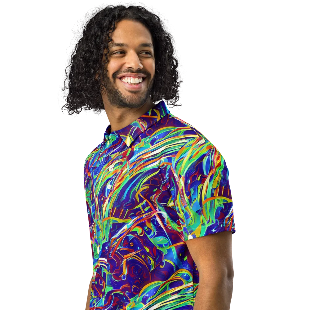 Limefire Currents on Men's Slim Fit Polo Shirt — Left Front