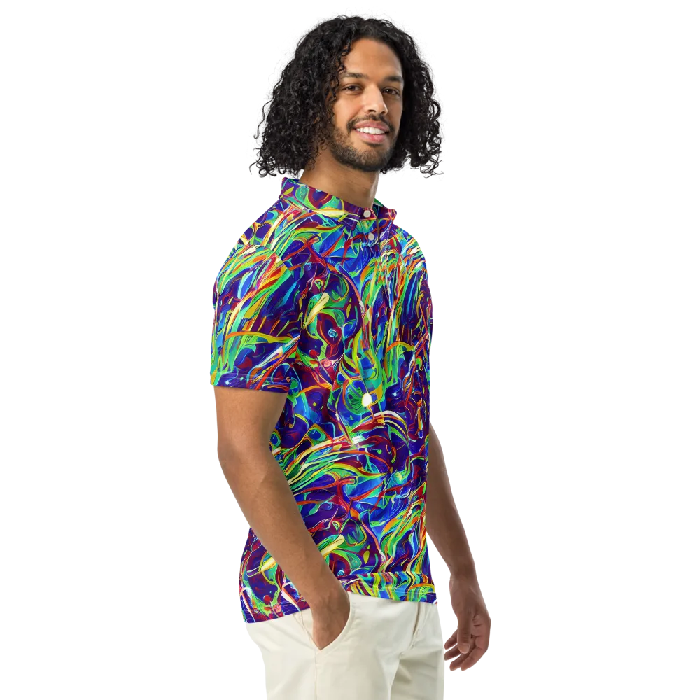Limefire Currents on Men's Slim Fit Polo Shirt — Right Front