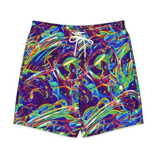 Limefire Currents on a Men's Board Shorts