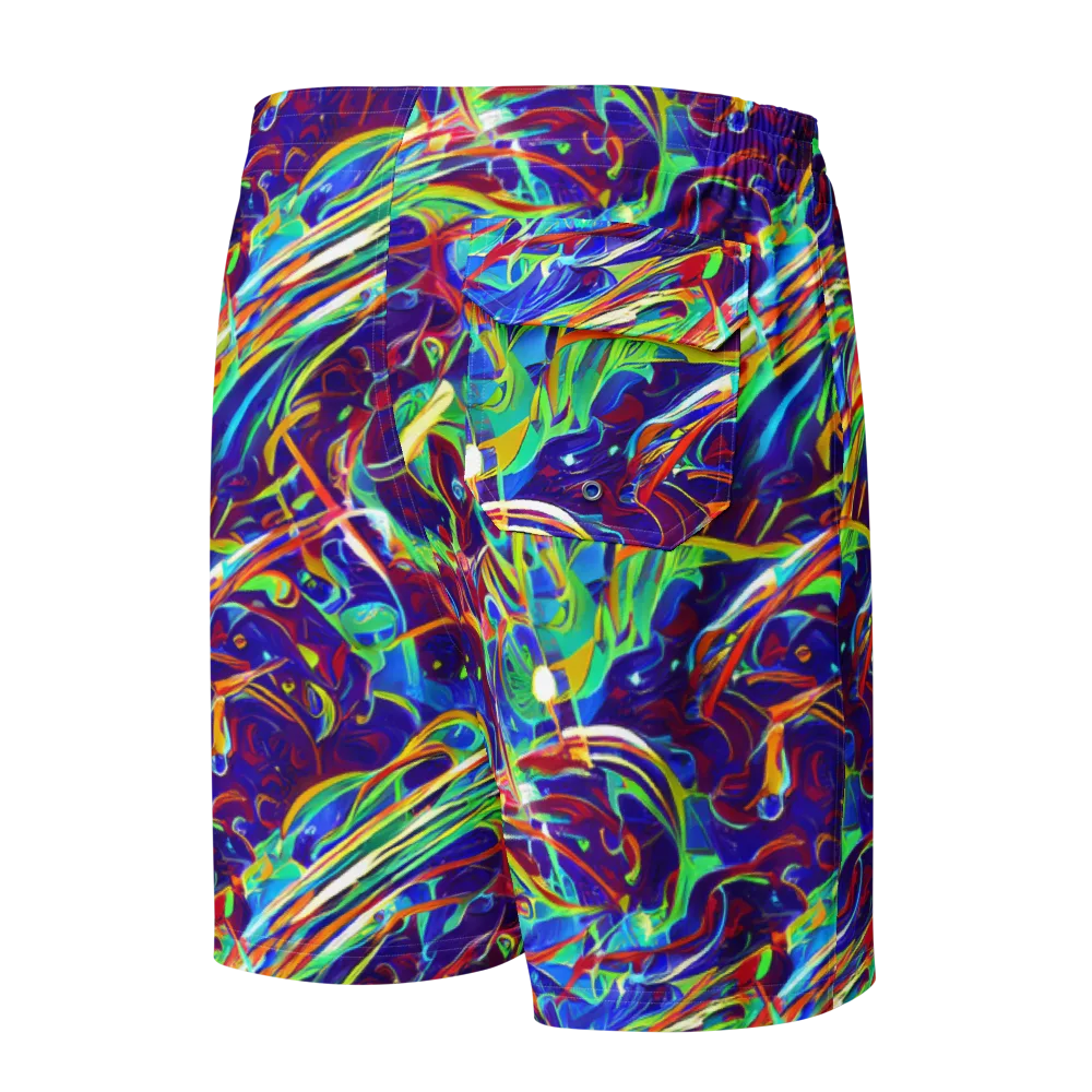 Limefire Currents on Men's Board Shorts — Back
