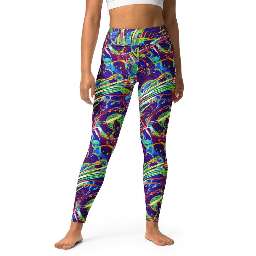 Limefire Currents on Yoga Leggings — Front