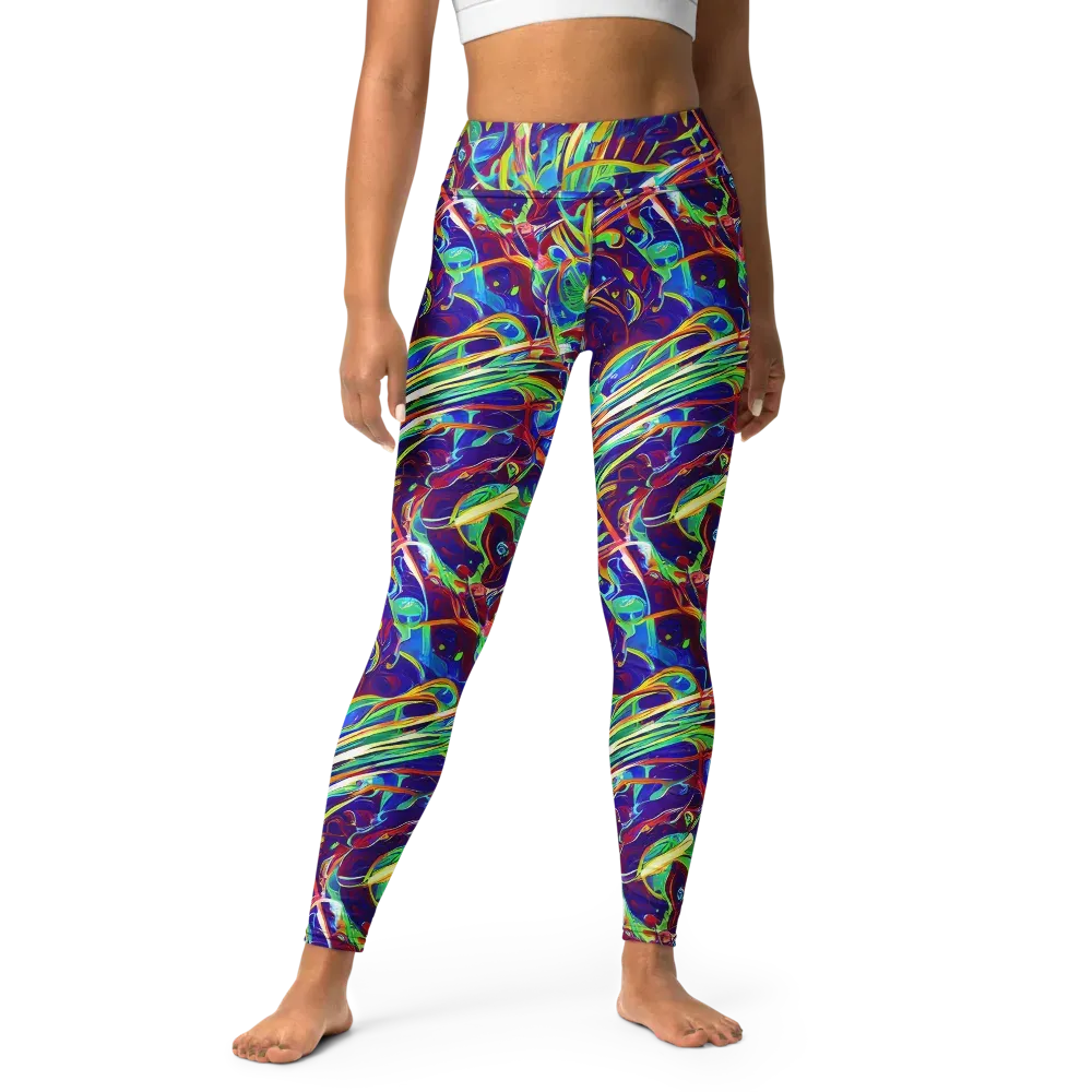 Limefire Currents on Yoga Leggings — Front