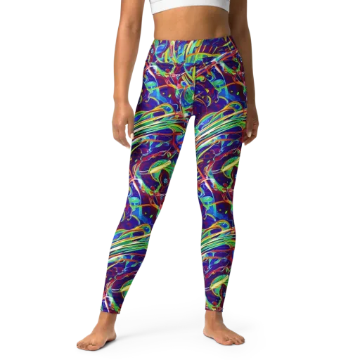 Limefire Currents on a Yoga Leggings