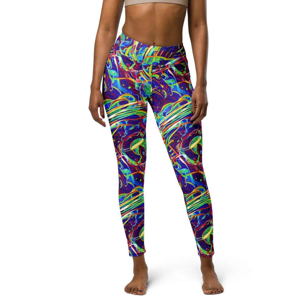 Limefire Currents on Yoga Leggings — Front
