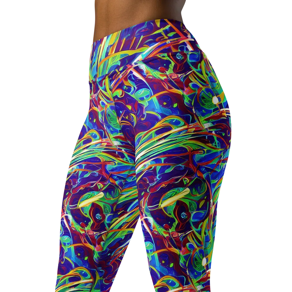 Limefire Currents on Yoga Leggings — Left Front