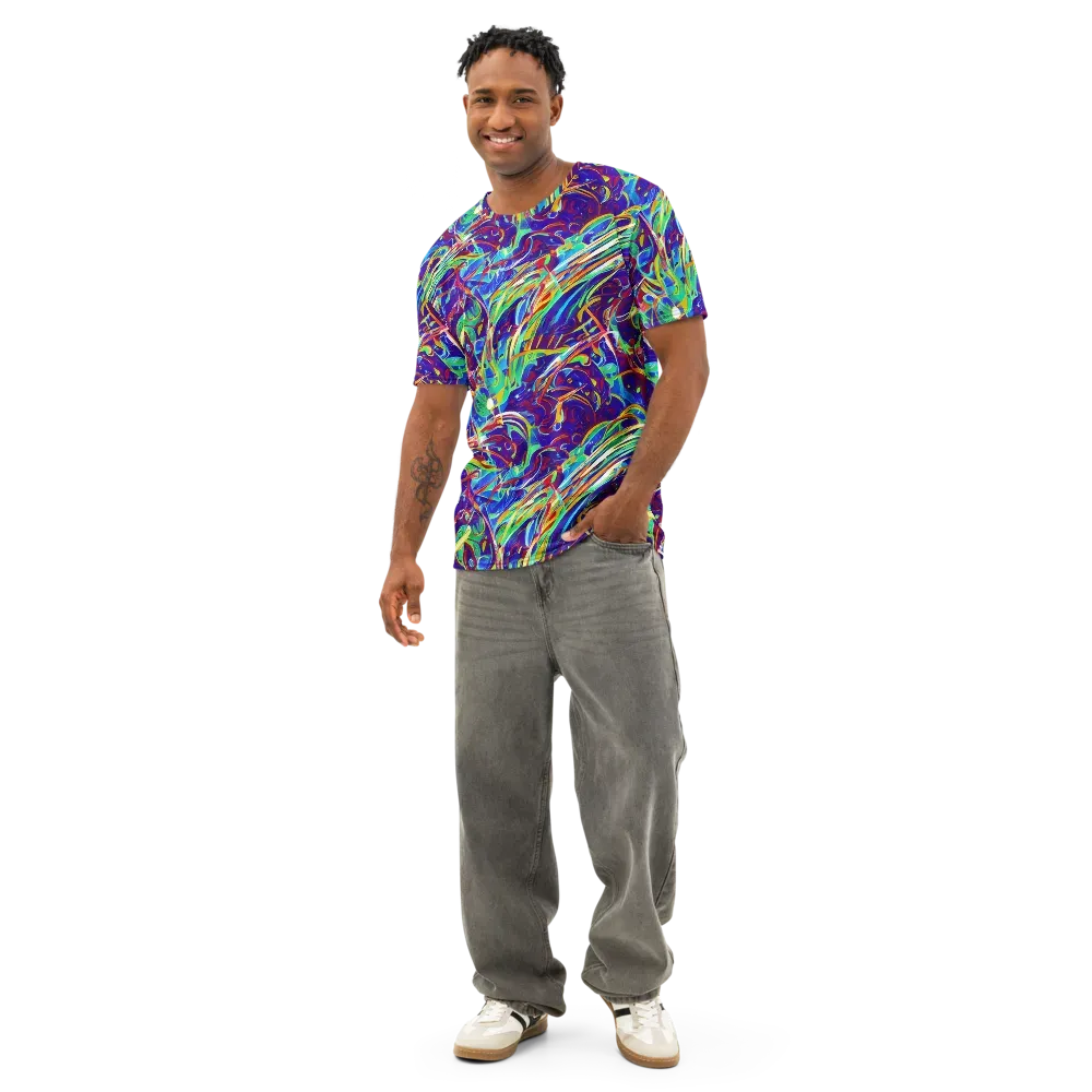 Limefire Currents on Men's Cotton Crew Neck T-Shirt — Front
