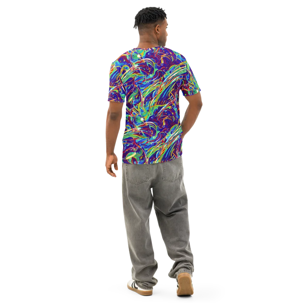 Limefire Currents on Men's Cotton Crew Neck T-Shirt — Back