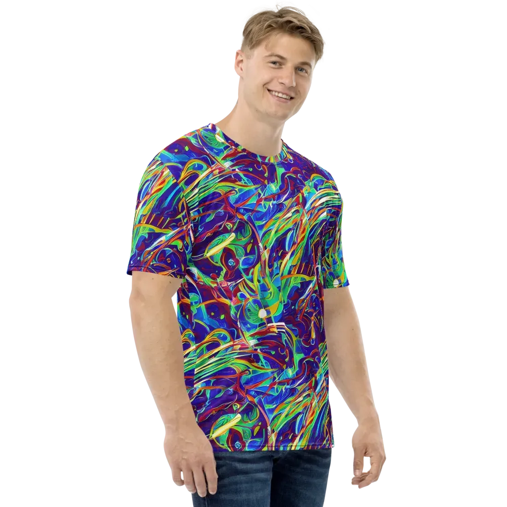 Limefire Currents on Men's Crew Neck T-Shirt — Right