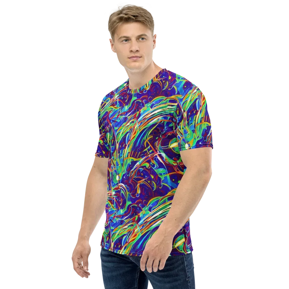 Limefire Currents on Men's Crew Neck T-Shirt — Left