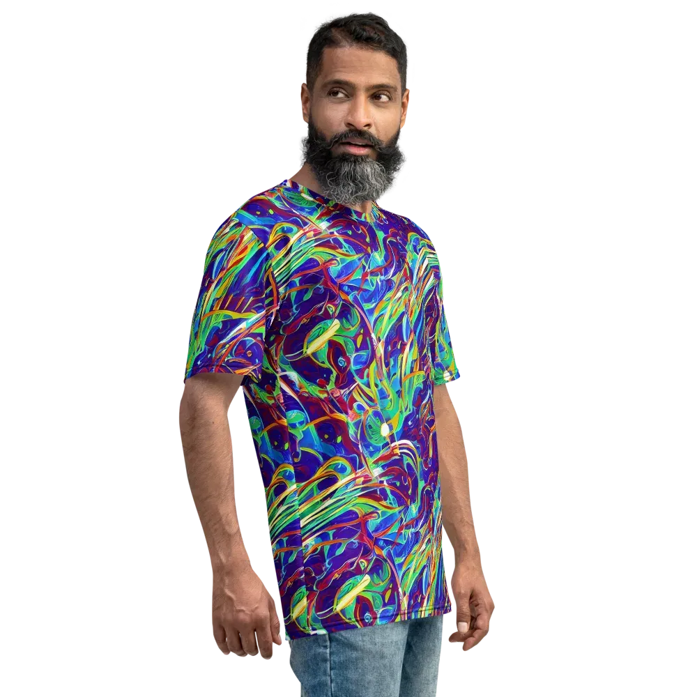 Limefire Currents on Men's Crew Neck T-Shirt — Right