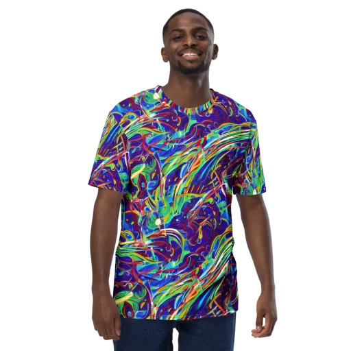 Limefire Currents on a Men's Crew Neck T-Shirt