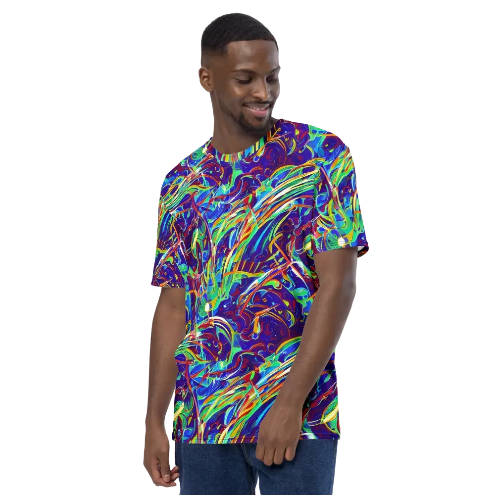 Limefire Currents on Men's Crew Neck T-Shirt — Left