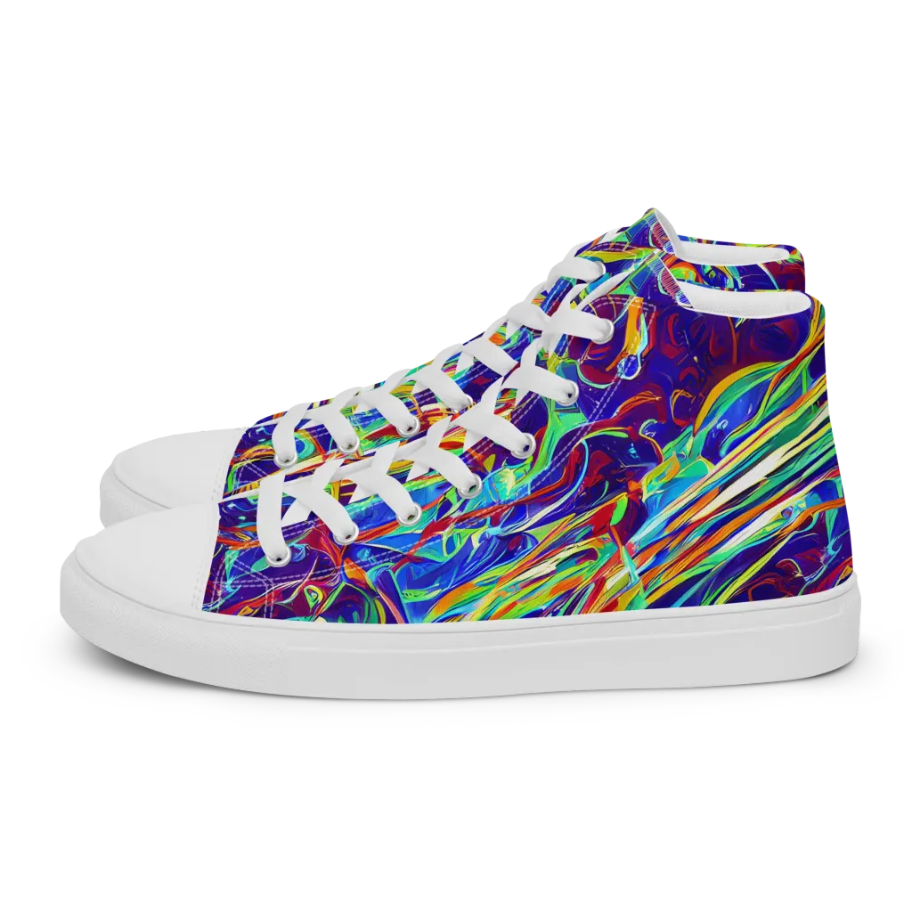 Limefire Currents on Men's High Top Canvas Shoes — Left