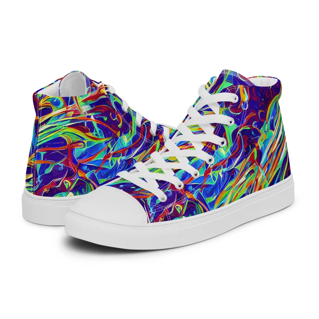 Limefire Currents on Men's High Top Canvas Shoes — Left