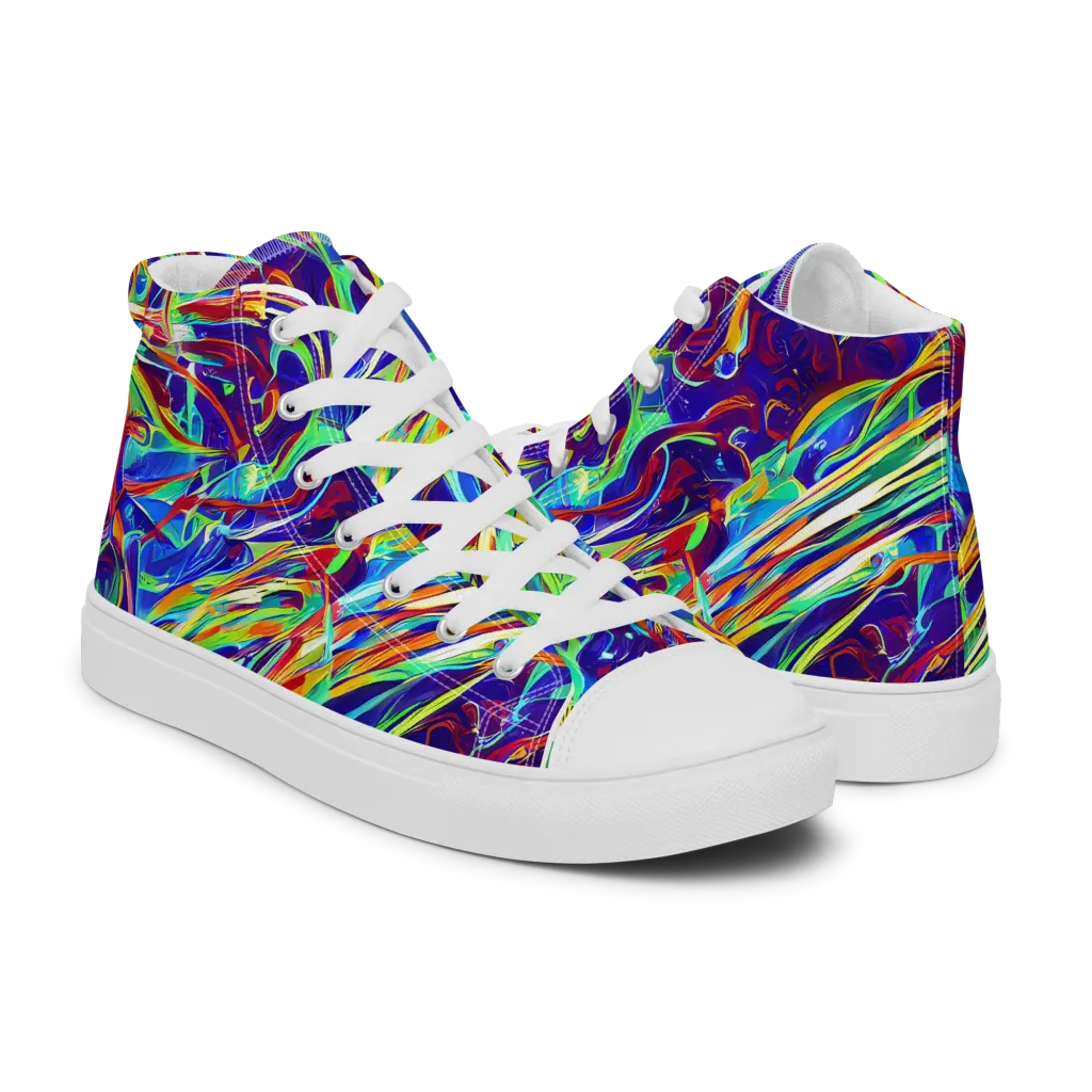 Limefire Currents on Men's High Top Canvas Shoes — Right