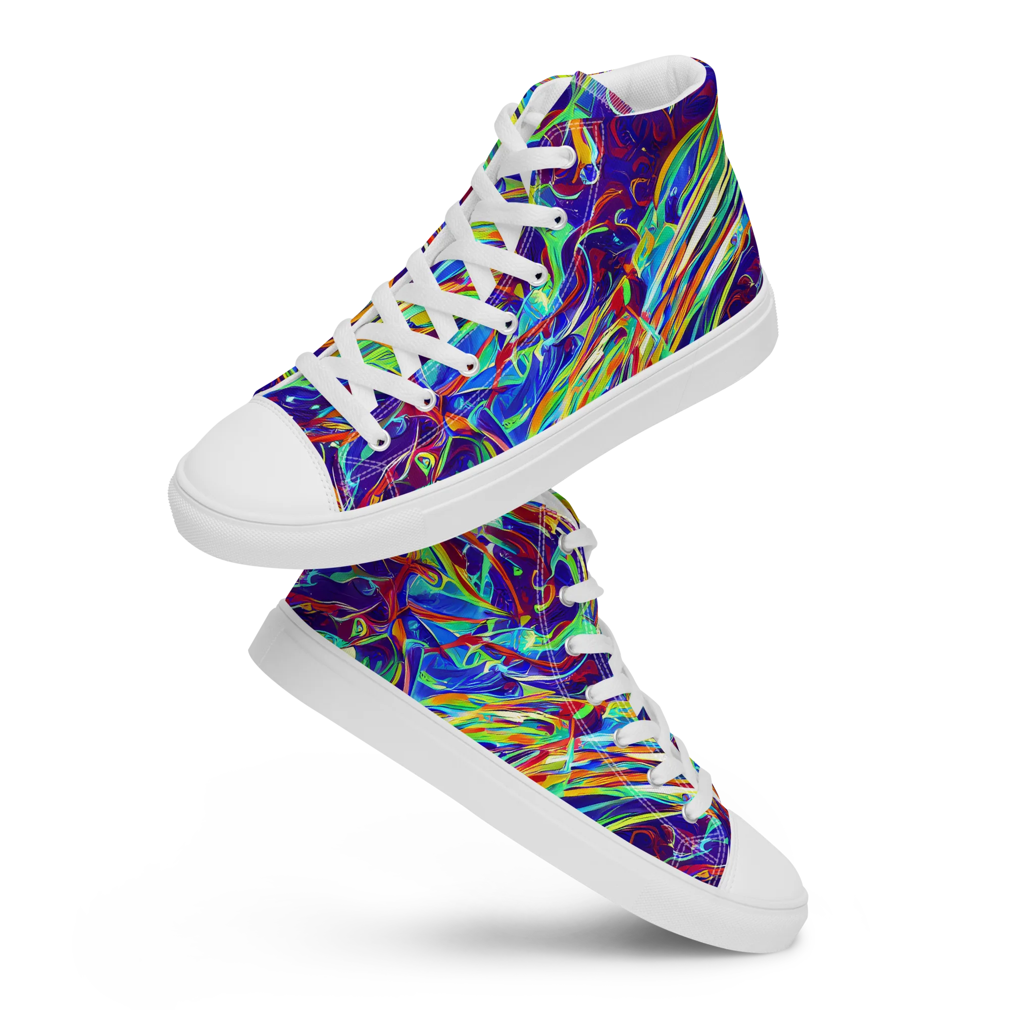 Limefire Currents on Men's High Top Canvas Shoes — Front