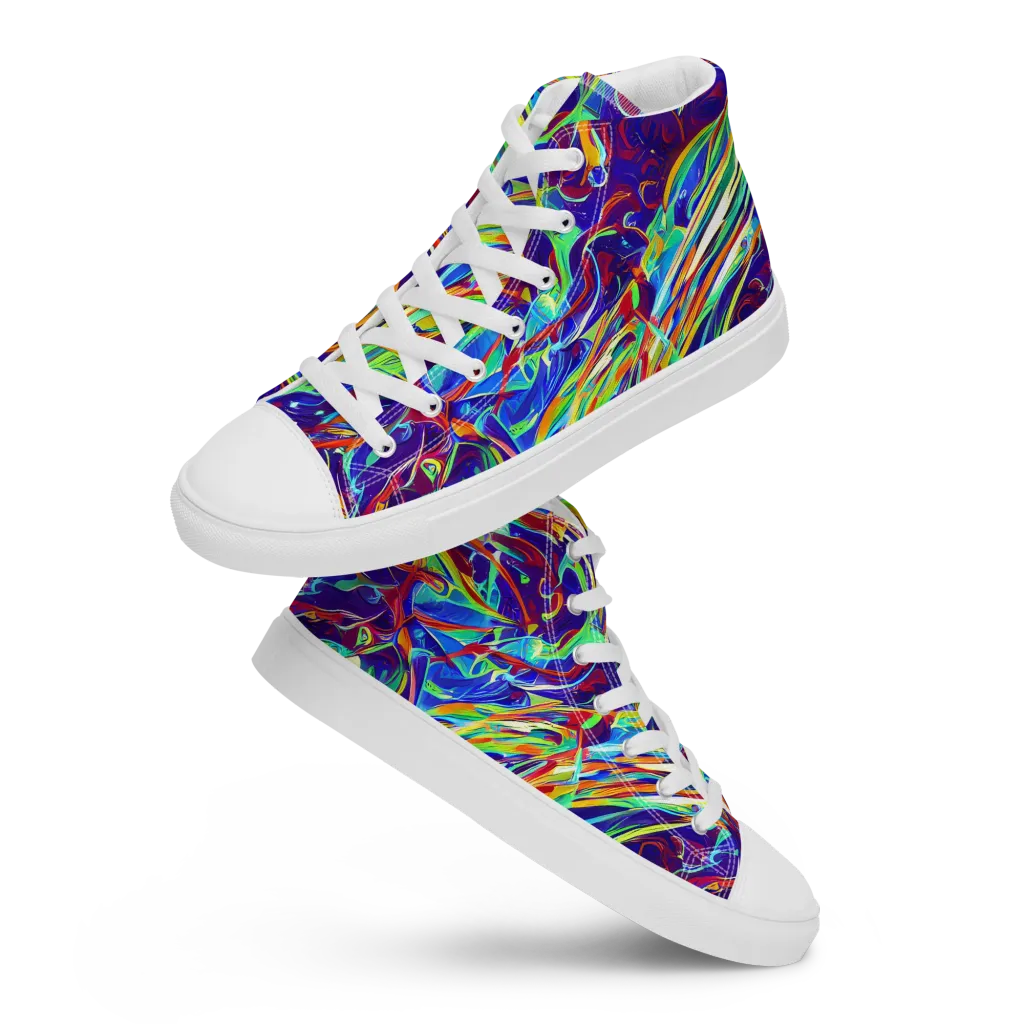 Limefire Currents on Men's High Top Canvas Shoes — Front