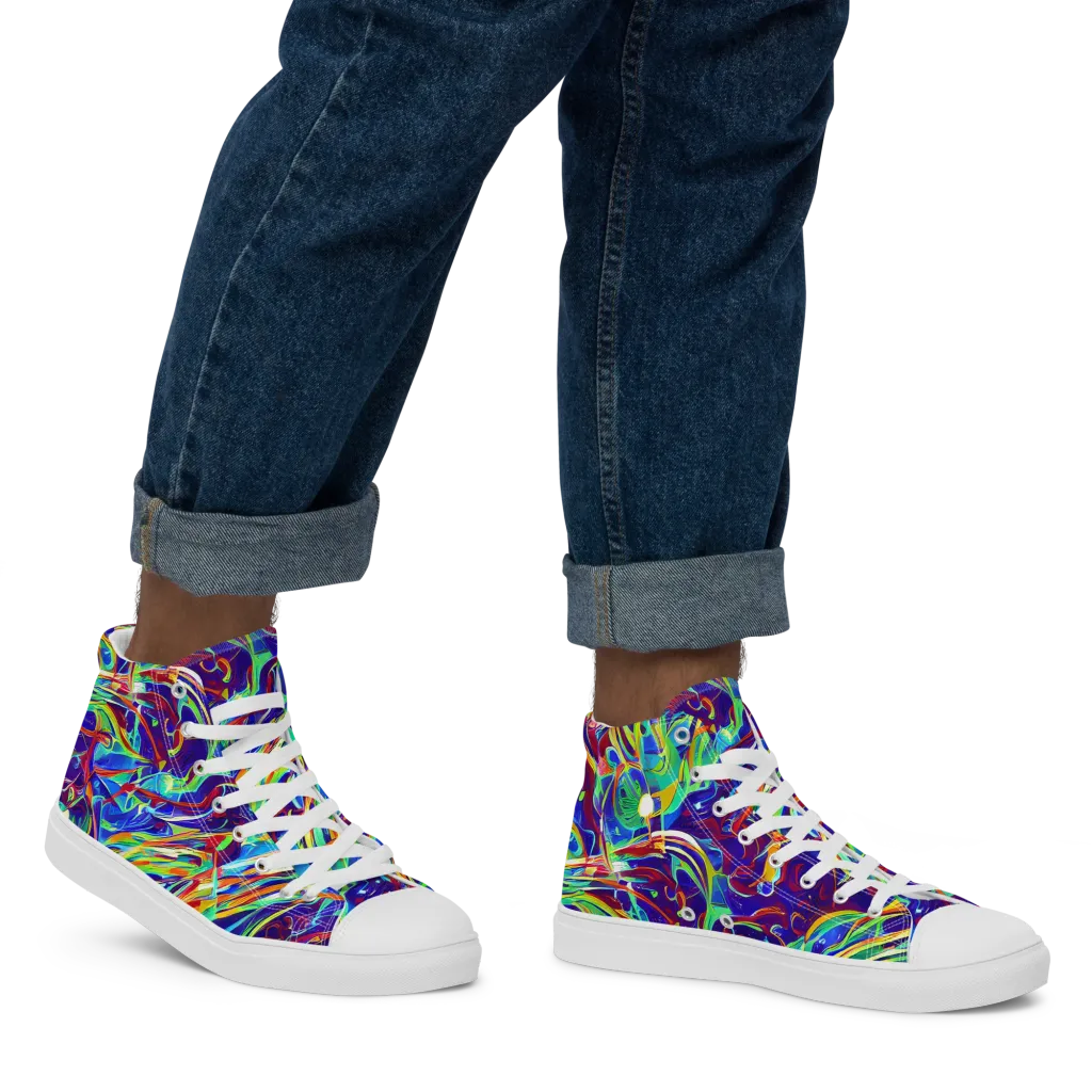 Limefire Currents on Men's High Top Canvas Shoes — Right