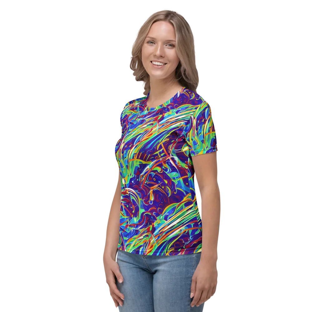 Limefire Currents on Women's Crew Neck T-Shirt — Left